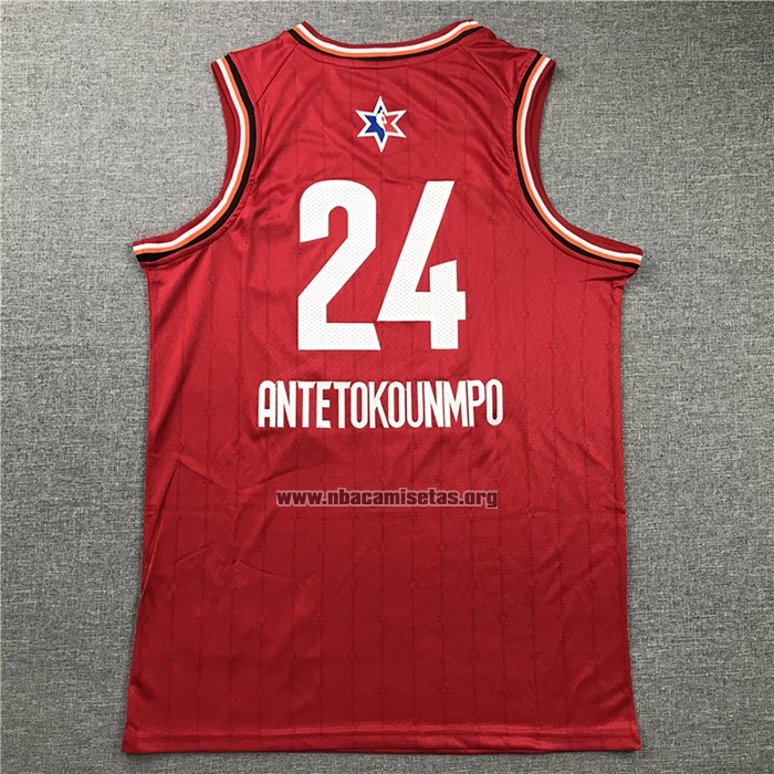Camiseta All Star 2020 Milwaukee Bucks Giannis Antetokounmpo NO 24 Rojo